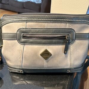 B.ø.c Gray and Cream Crossbody Bag